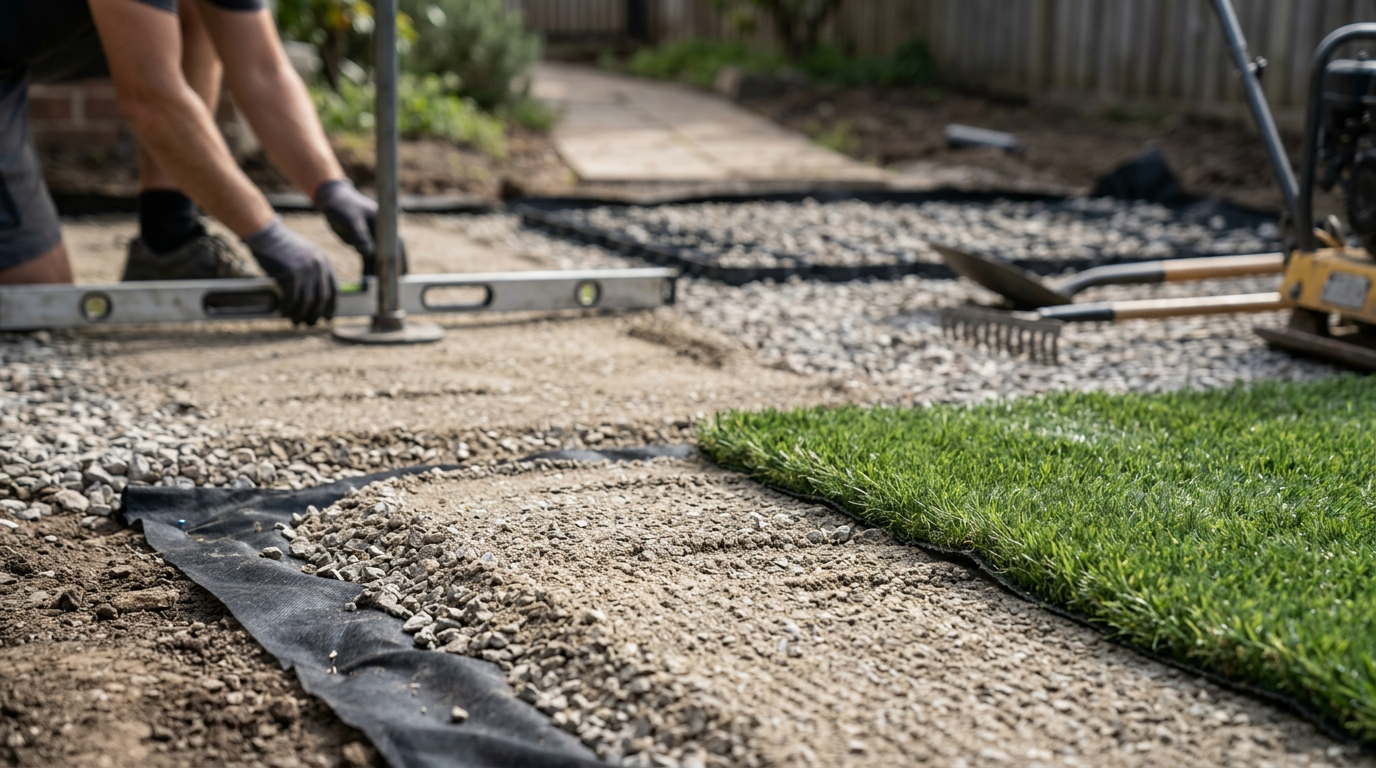 Stappenplan voor een strakke tuin: zo voorkom je kuilen onder kunstgras bij de aanleg van je nieuwe gazon.