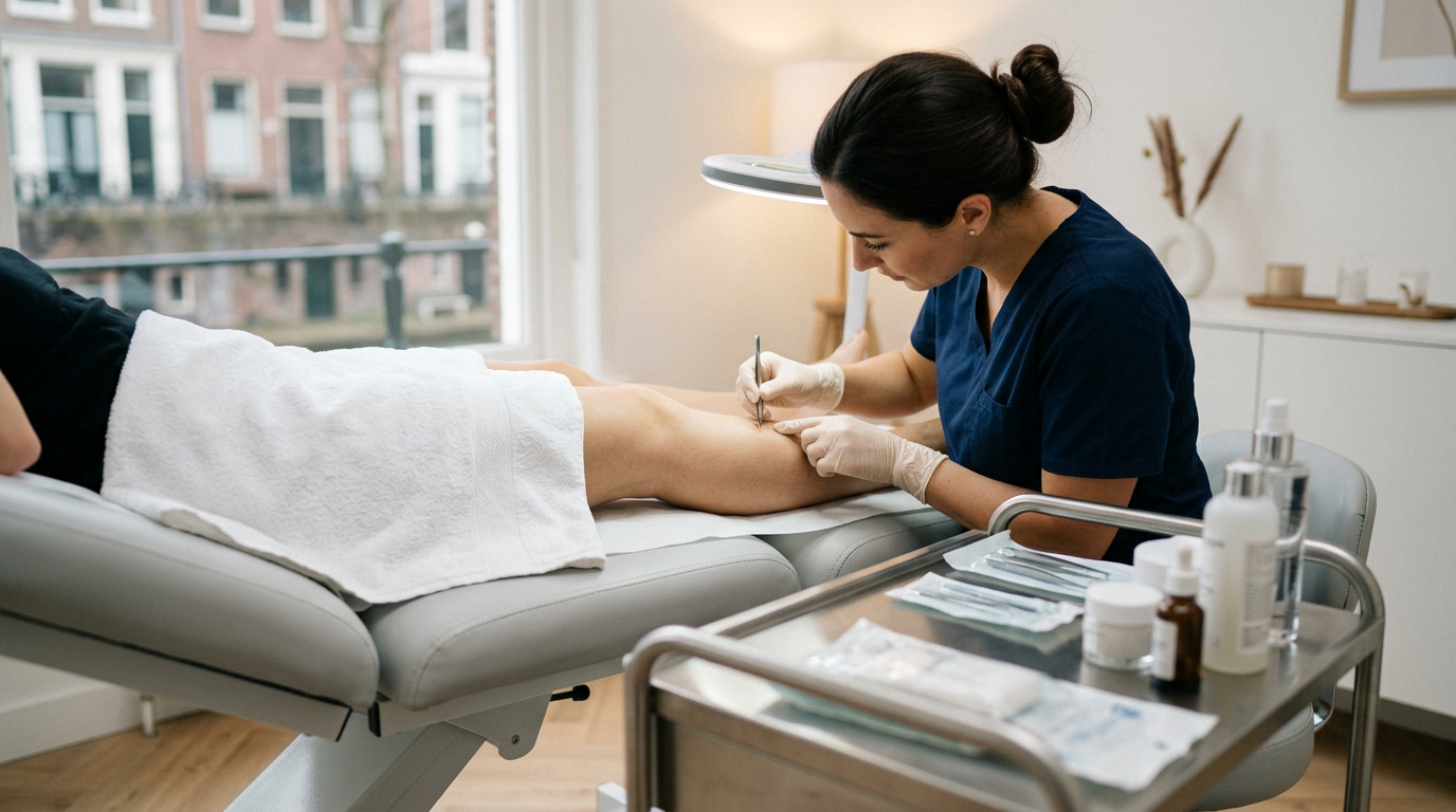 Een specialist die ingegroeide haren behandelen in Utrecht uitvoert bij Lasermooi voor een glad en gezond resultaat.