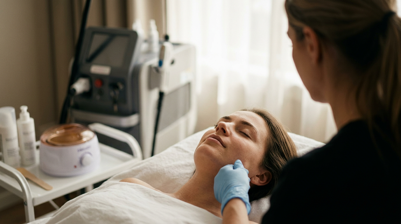 Vrouw die geniet van een gladde huid na een behandeling laserontharen of harsen bij Lasermooi.
