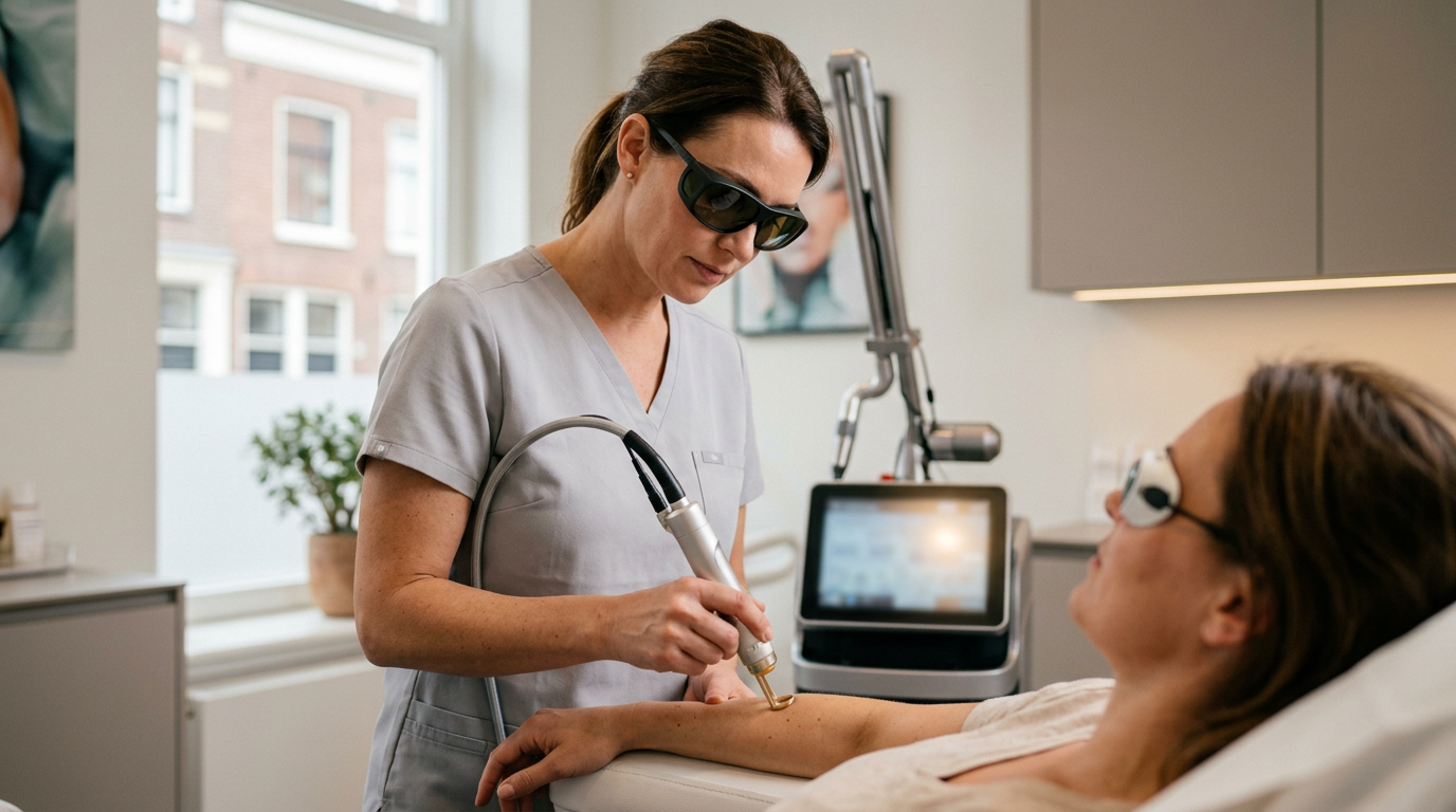 Een deskundige voert een persoonlijke laserbehandeling in Utrecht uit bij Lasermooi voor een optimaal resultaat.